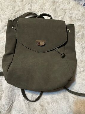 Olive Green Flap Backpack with Gold Turn-Lock
